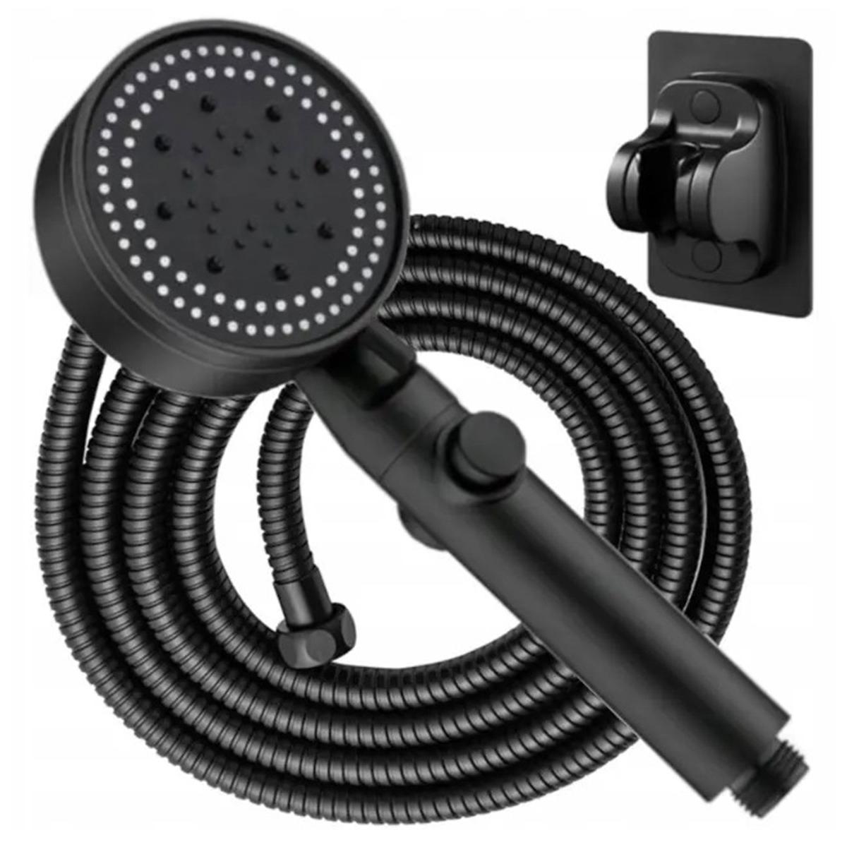 Set 3 elemente pentru dus, para de dus moderna + furtun flexibil + suport pentru perete, culoare Neagra Set 3 elemente pentru dus, para de dus moderna + furtun flexibil + suport pentru perete, culoare Neagra